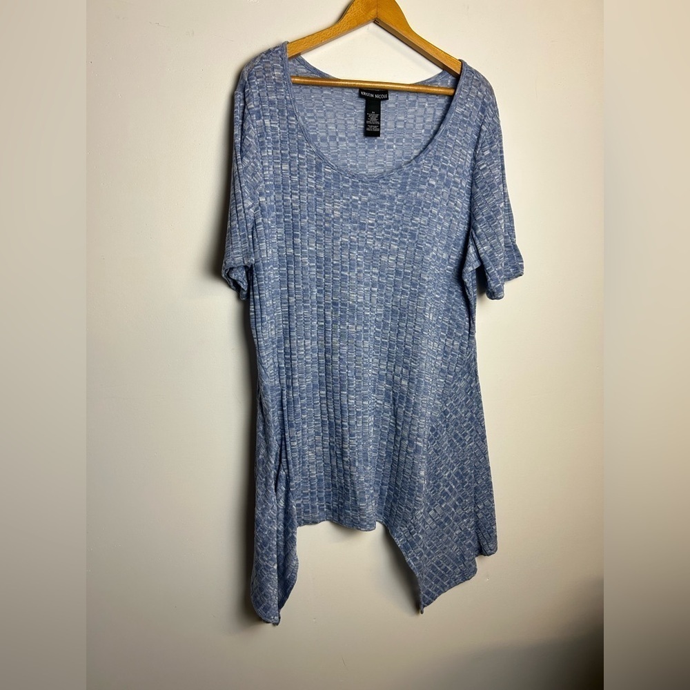 Kristin Nicole Thermal Plus 3X Short Thermal Top Blouse Asymmetrical Hem Stretch
